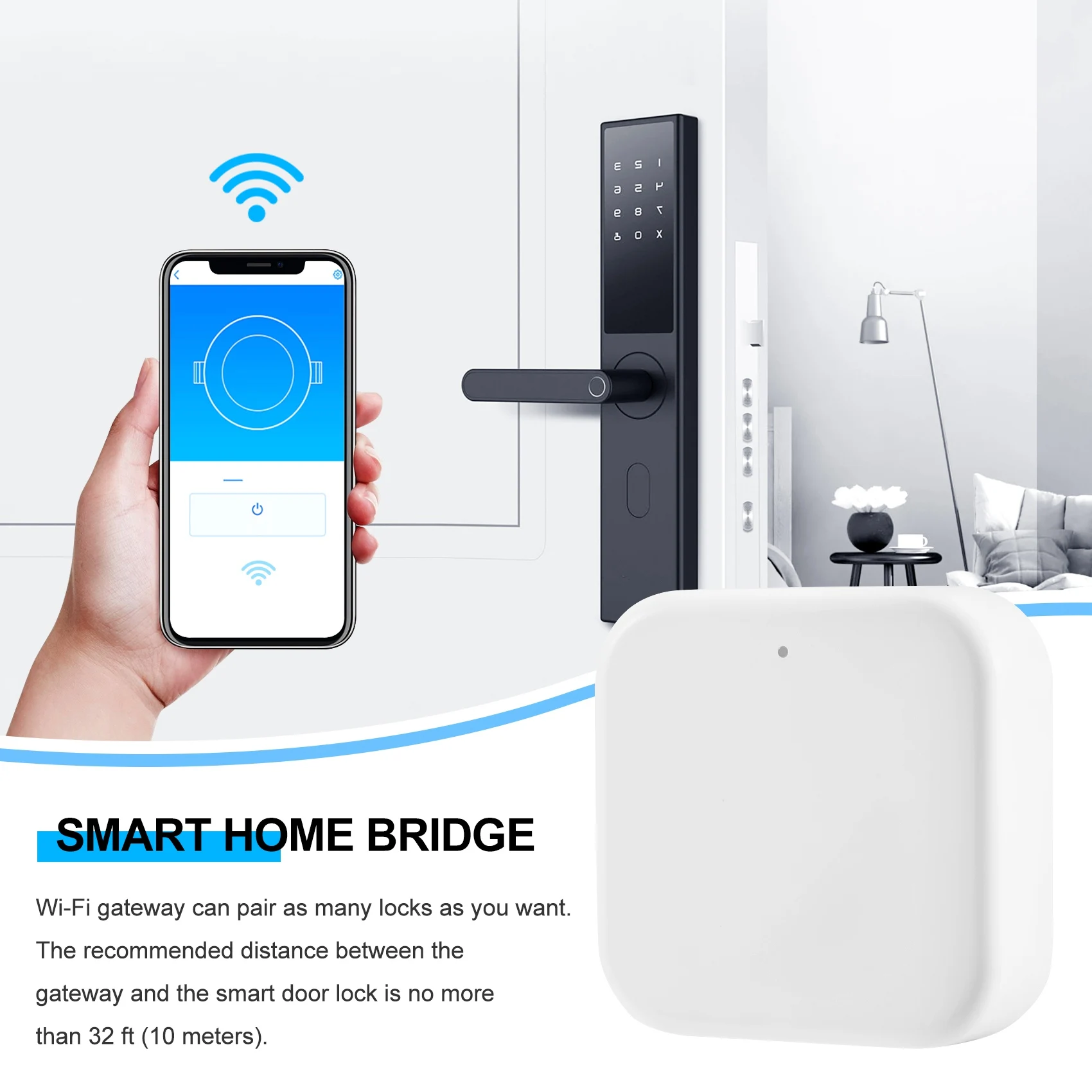 Bluetooth Wifi Gateway Fingerprint Password Smart Electronic Door Lock Home Bridge Ttlock App Control Gateway Hub