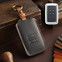Premium Leather Car Key Case Cover with Duster Card (Black)