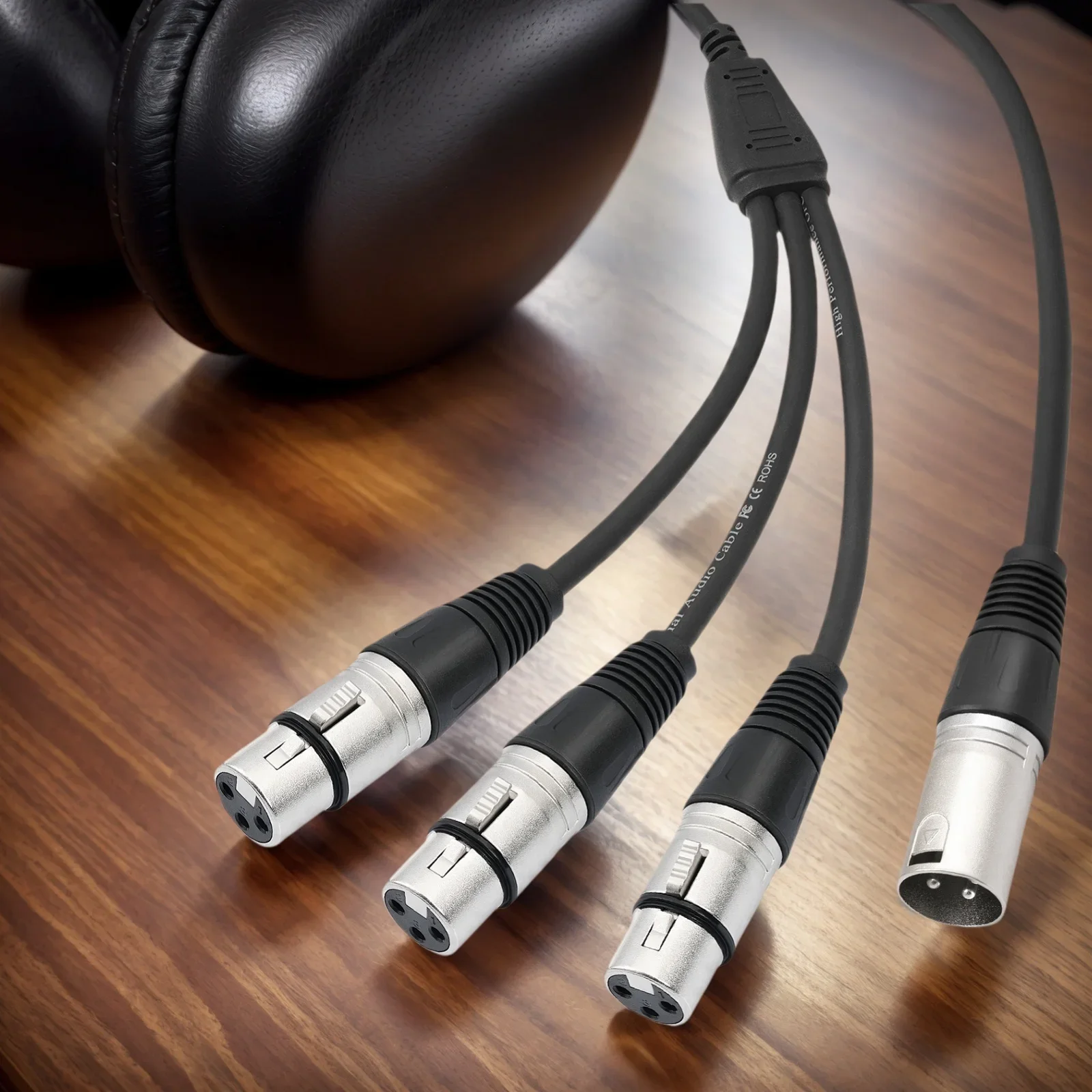 3Pin Y Splitter Cable Male To 3 Female XLR Splitter Foil+Braided Shielded Audio Cable Adaptor for Mixer Microphone Amplifier