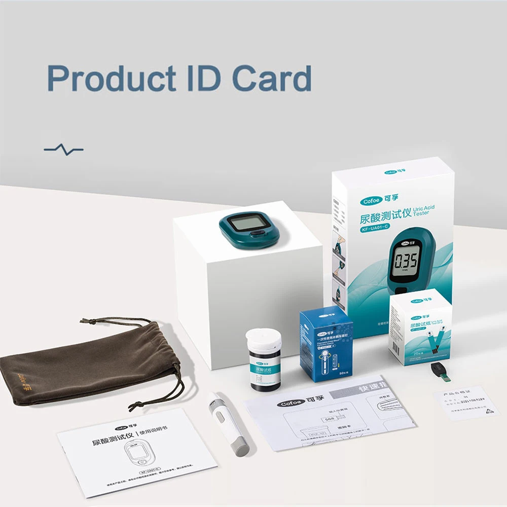 Cofoe Uric Acid Monitor with Test Strips And Lancets Needles For Home Uric Acid Measurement Of Gout Tester Device uric acid test strips medical blood test kit