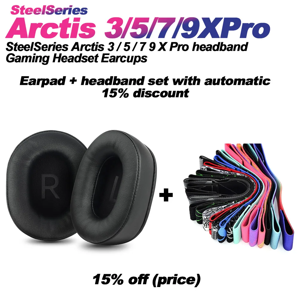 Earphone pads For Steelseries Arctis 1/3/5/7X/7P/9/9X/PRO Head Band Belt Strap replacement Earpads headphones Earmuffs Memory
