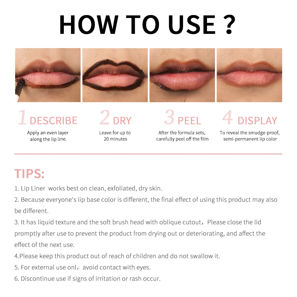 4 Colors Peel Off Lip Liner Waterproof Long Lasting Lipliner Pencil Moisturising Lips Gloss Tattoo Lipgloss Lipsticks Cosmetics lip liner lip liner pencil lipliner pencil lip liner set
