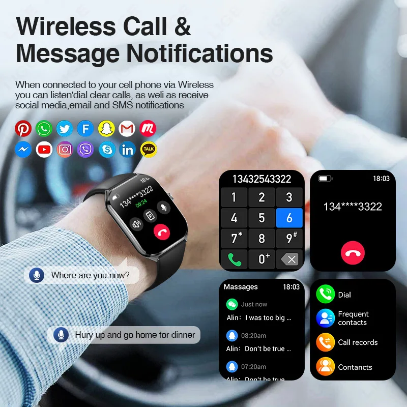 LIGE New Ultra Thin Smart Watch Men 1.96" AMOLED Curved Display Always Show Time BT Call Heart Rate Smartwatch Ladies For HUAWEI