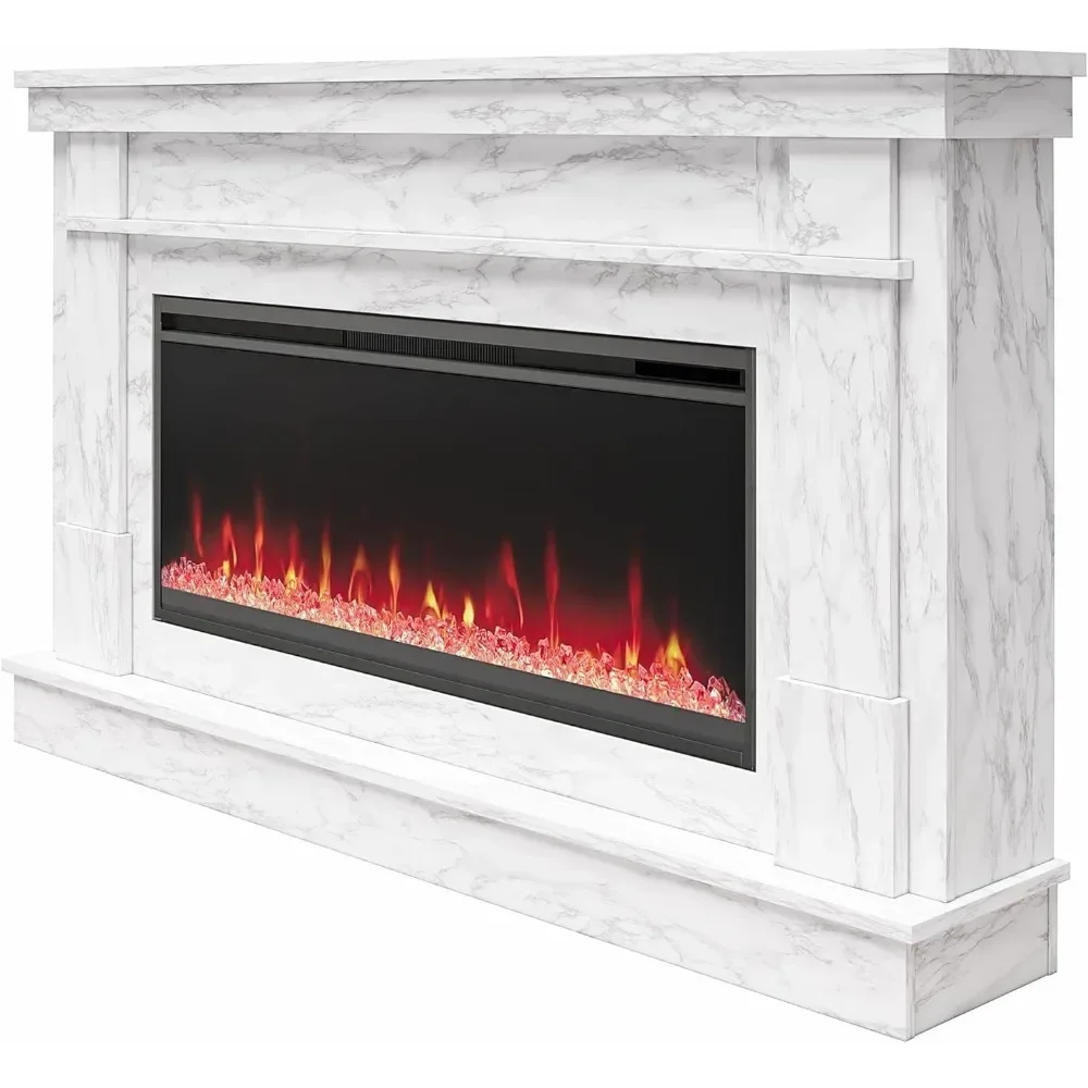 Waverly 64 Inch Electric Fireplace,Replaceable Fireplace Insert Heater, Remote Control,Timer,Color Changing Crystal Ember Flames 4