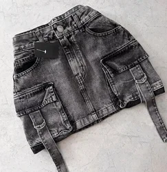 Y2K Gothic Ribbed Pleated Mini Skirt - Harajuku Retro Apricot & Black High Waist Skirt - XXL (4)