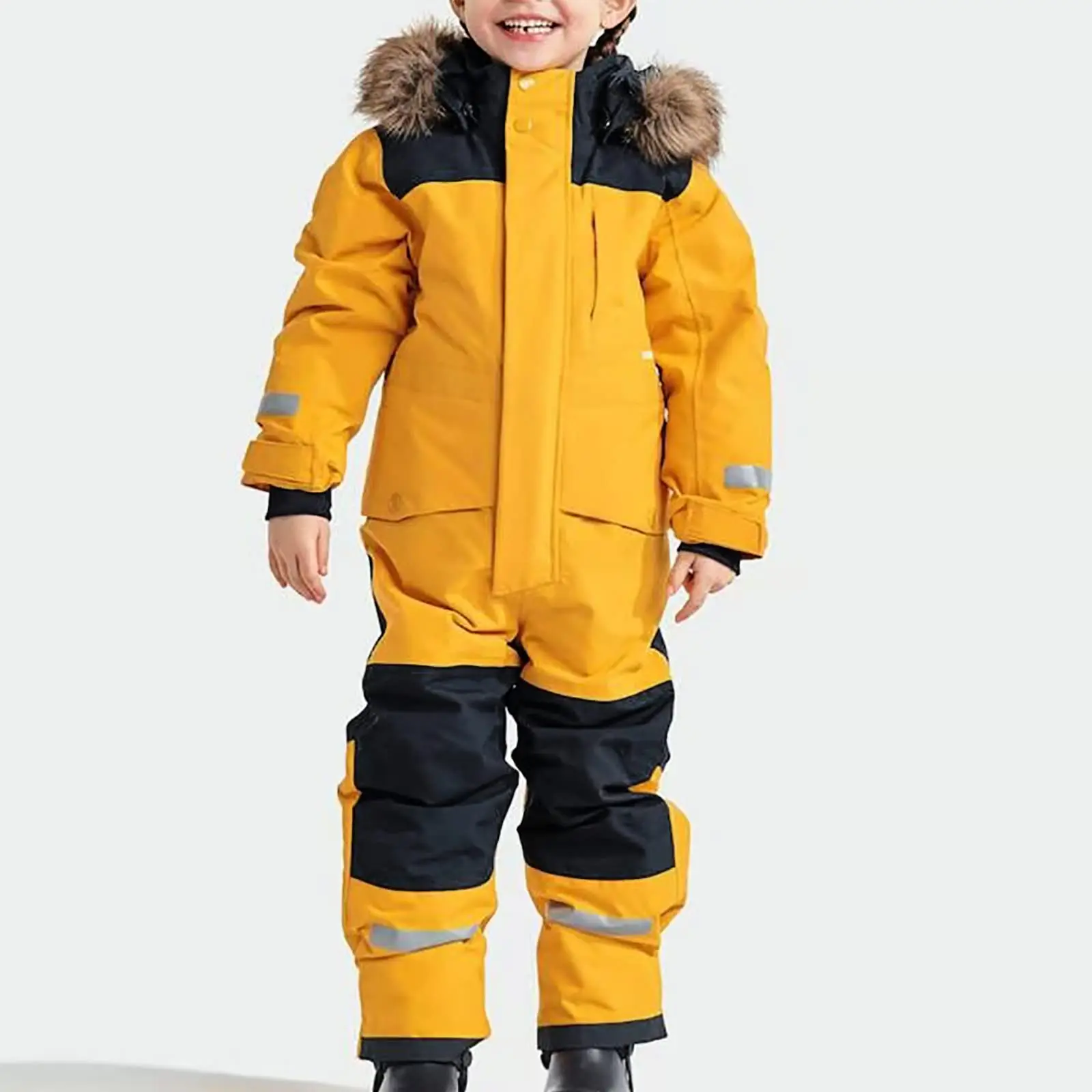 Children's New Ski Jumpsuit Outdoor Plush Thick Warm Waterproof Windproof One-Piece Ski Suit for Boys and Girls Multy Colors