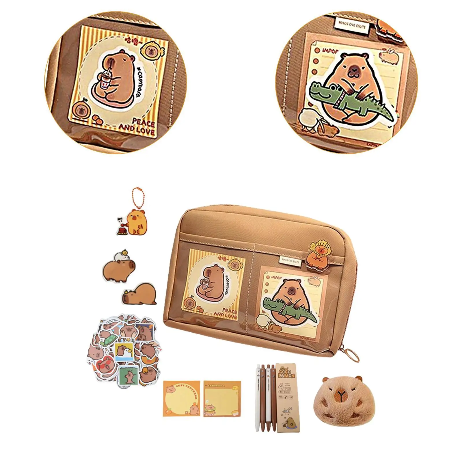 Capybara Pencil Case Stationery Organizer Bag for Children Students Girls
