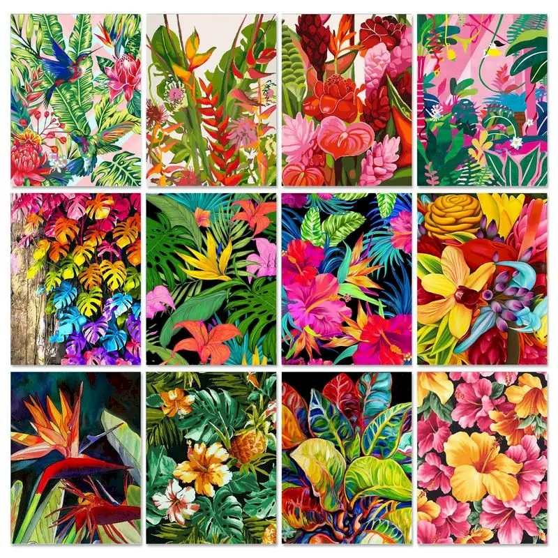 Paintings Number Paint Flowers  Painting Number Adults Flowers - Paint  Numbers - Aliexpress