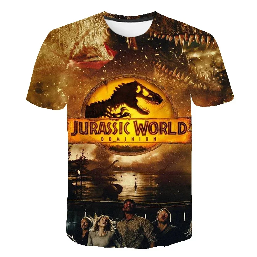 

3-14 Years Kids Fashion Super Cool Dinosaur Printing Graphic Boys Jurassic Park Short Sleeve T shirt Casual Boys Streetwear