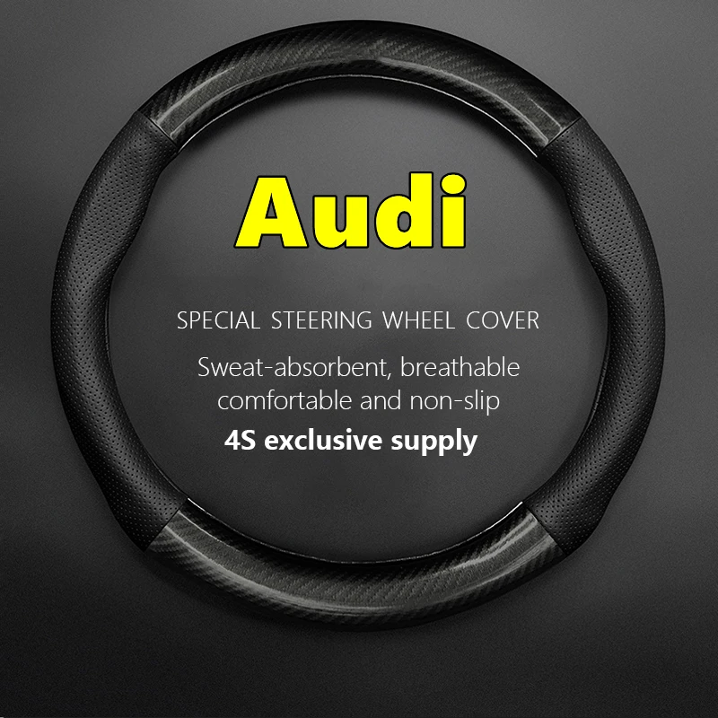 

Чехол для руля Audi из натуральной кожи, чехол из углеродного волокна без запаха, тонкий, подходит для A1, A2, A3, A4, A5, A6, A7, A8, Q2, Q3, Q5, Q7, Q8, SQ, RS, R, TT