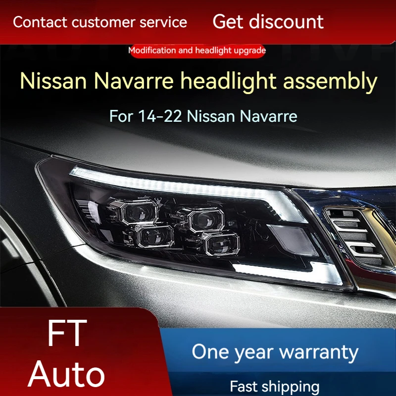 

Car lights for 14-22 Nissan Navarra headlight assembly NP300 modified LED lens daytime running light steering