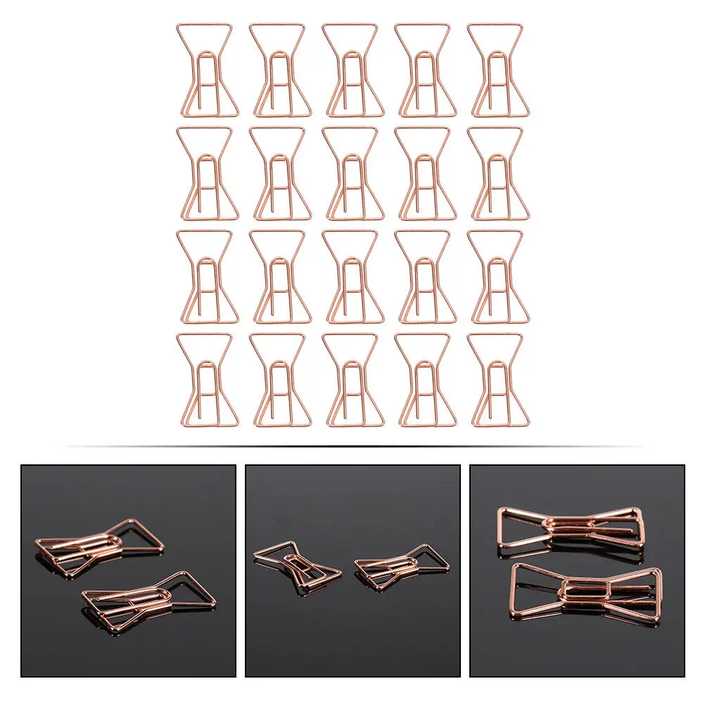 20Pcs 세련된 나비 넥타이 종이 클립 문서용 금속 사무실 클립 청구서 편지 보고서 DIY 사진 앨범 봉투 홀더 도서