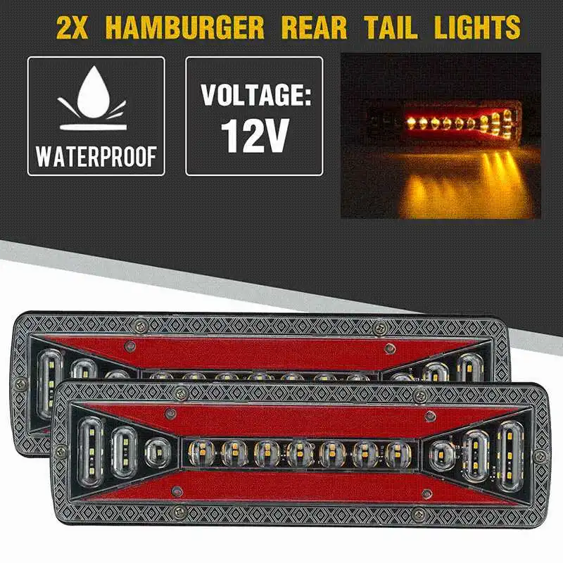 2pcs 12v Dynamic Led Car Truck Tail Light Turn Signal Rear Brake Light