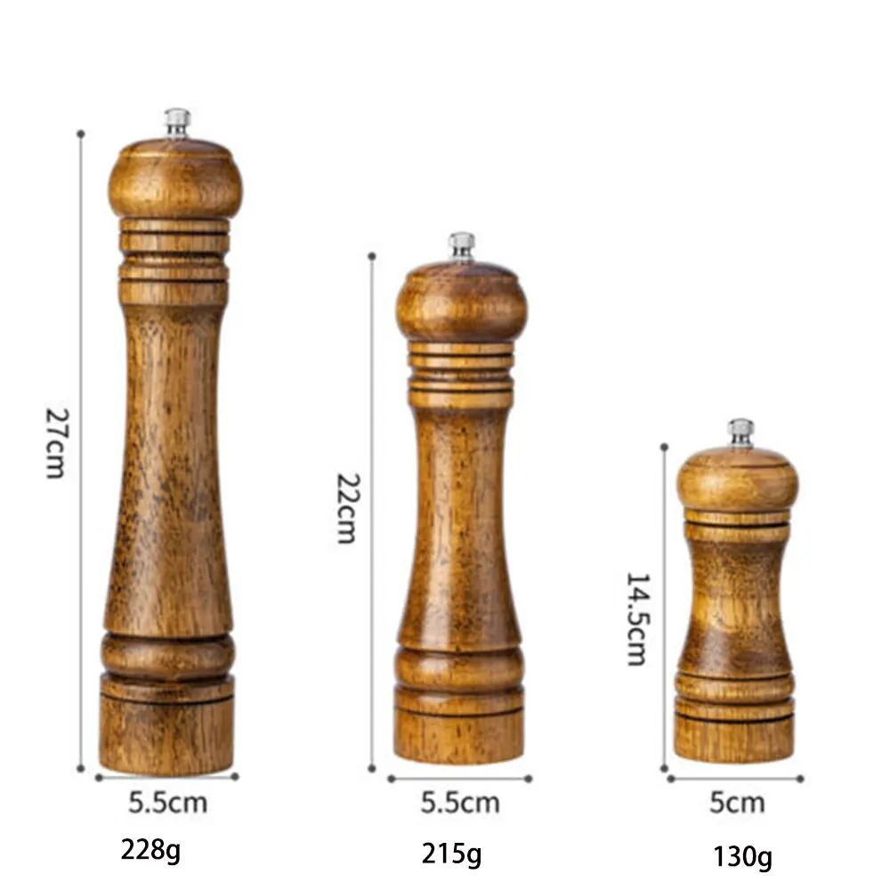 Salt and Pepper Grinder Wooden Cooking Salt Pepper Grinder 5 8 10 Inch Salt and Pepper Mill Shaker Ceramic Rotor Kitchen Tool