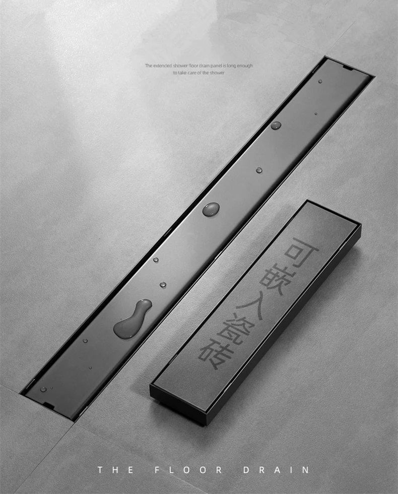 Description Picture 2 of itemInvisible Floor Drain 304 Stainless Steel Rectangle Anti-odor Bath Shower Tray Long Drainage Linear Floor Drains Cover Brushed