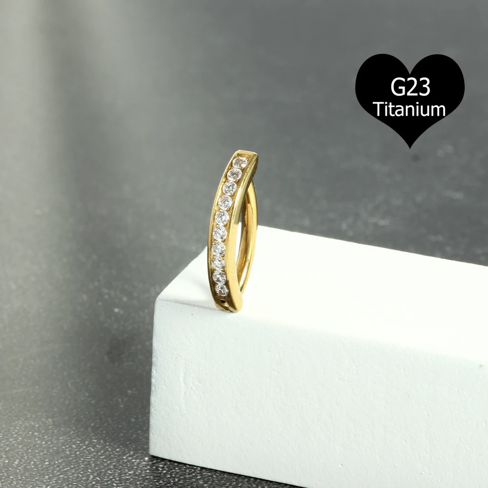 G23 Titanium Piercing 14G Belly CZ Button Ring Reverse Curved Navel Ring Women Bar Length Barbell Piercing Body Jewelry Earrings