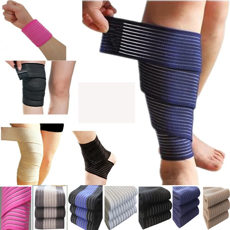 

40-200cm Knee Elbow Wrist Ankle Bandage Cuff Support Wrap Sport Compression Strap Belt Fitness Gym Brace Tape Elastic Band