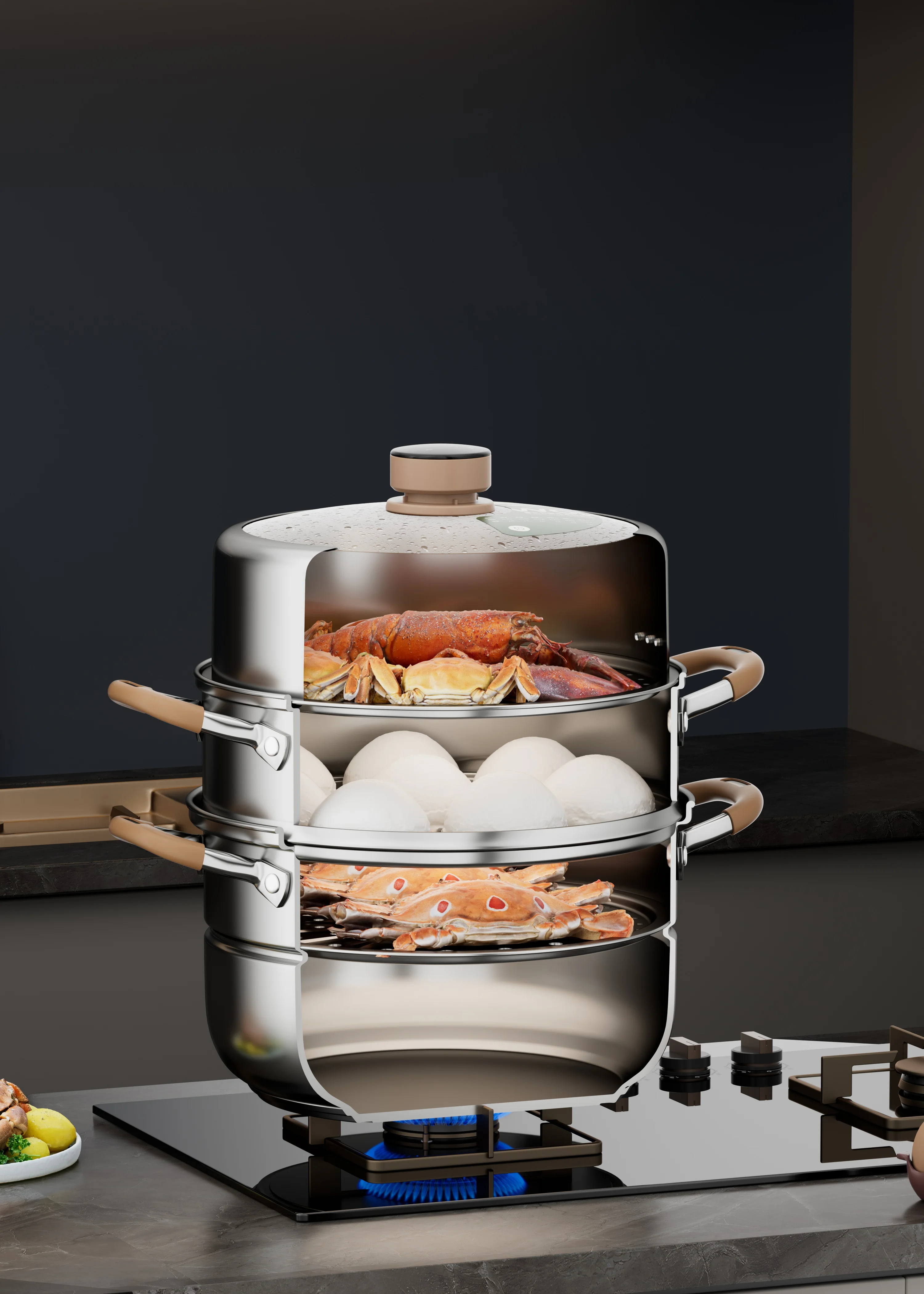 A steamer that can be timed; 304 stainless steel material; Triple thickened stockpot; Induction cooker open flame universal