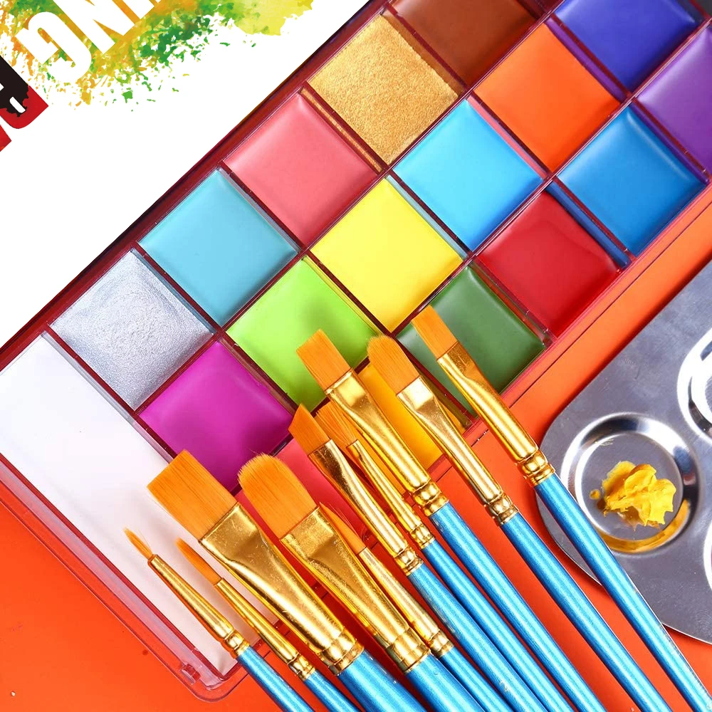 Face Body Paint Painting Palette Cosmetic Paint Palette Face Paint Pigment for Halloween Makeup Christmas Fancy Dress Set 2