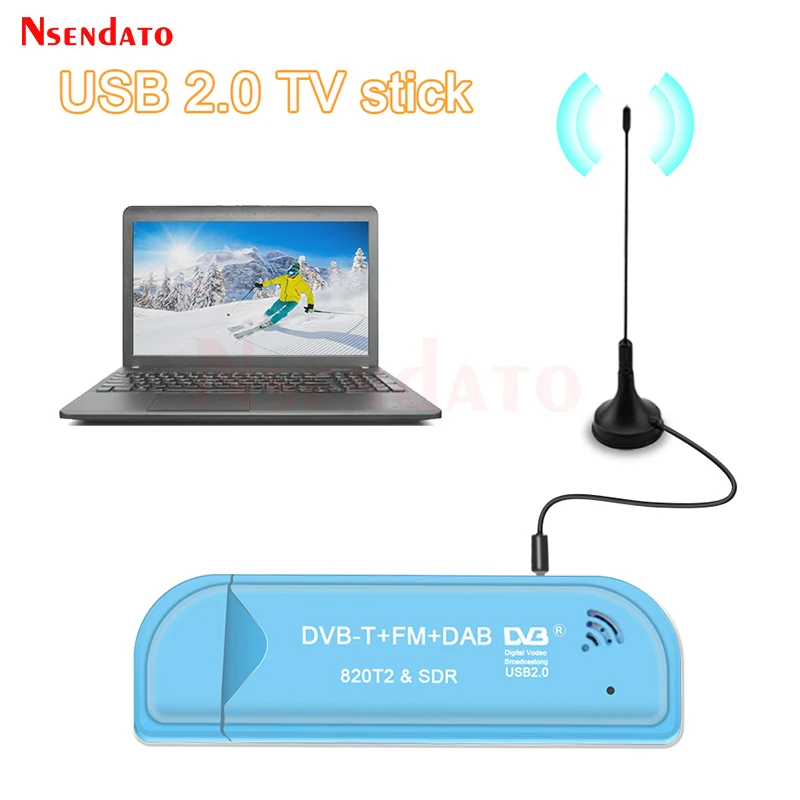 Digital USB 2.0 TV Receiver Stick USB2.0 DVB-T SDR DAB FM HDTV TV Tuner Stick RTL2832U R820T2 Antenna Remote Control for Laptop - 6