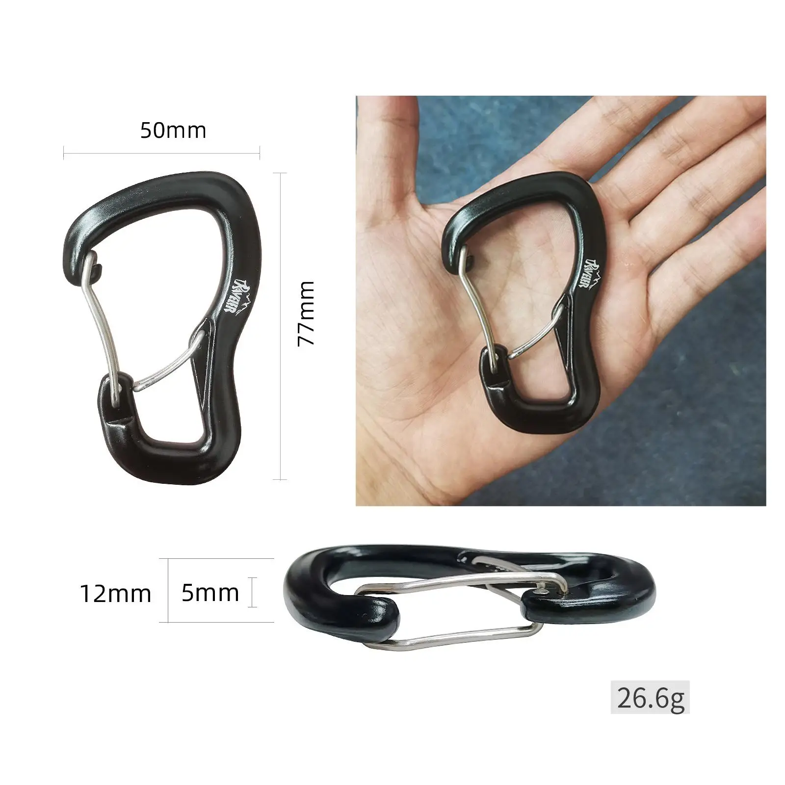 D Shape Hammock Carabiner Buckle Mountaineering Equipment Hook Sport Tools Lightweight 8kN for Backpack Keychain