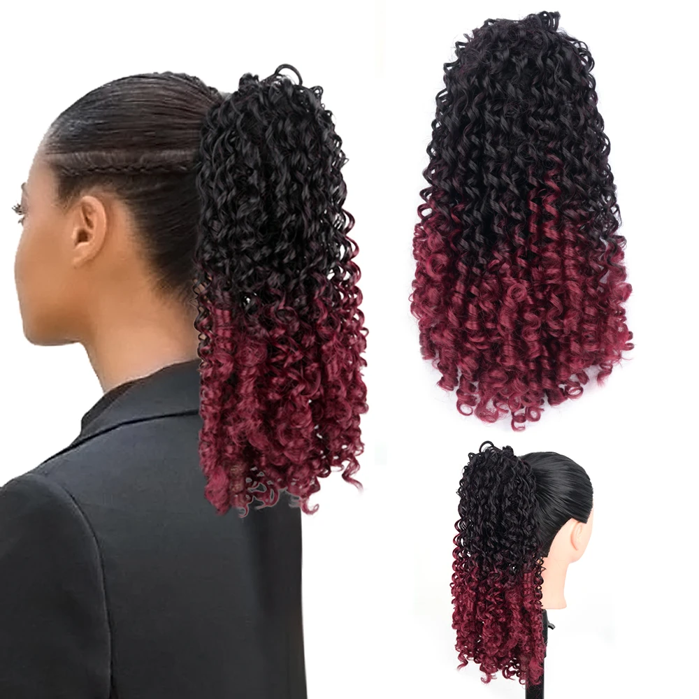 

Afro Curl Drawstring Puff Ponytail Soft Kinky Curly Hair Extensions Synthetic Clip in Pony Tail African American Hair Extension