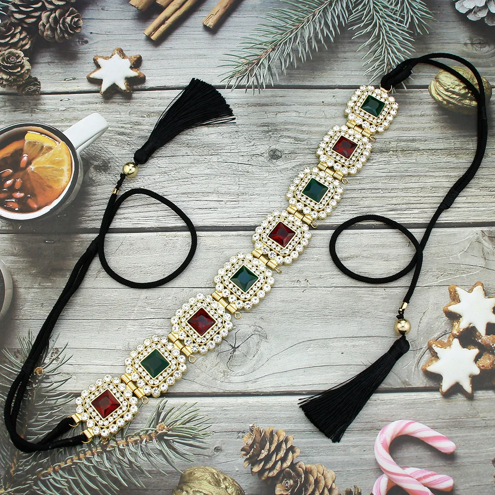 Belt Ceinture Caftan Sunspicems Chic Square Crystal Women Waist