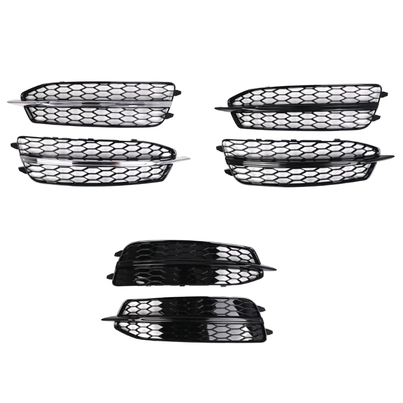 

Car Front Bumper Lower Fog Light Vent Grill Mesh Cover for 4G0807681D 4G0807682D F19A