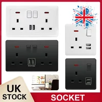 Dual-Wall Plug Socket, 2-Gang, 13A with 2 USB Charging Ports and Flat Plate - UK Standard 1