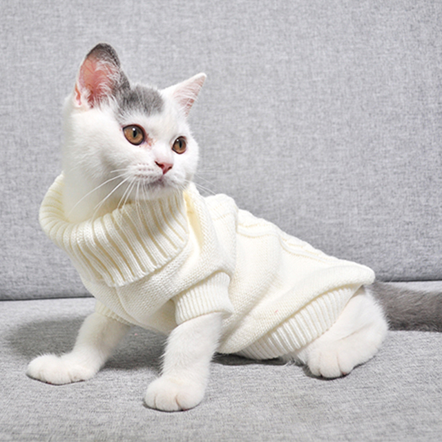 Pet Cat Sweater Winter Warm Cotton Cat Clothes Knitted Puppy