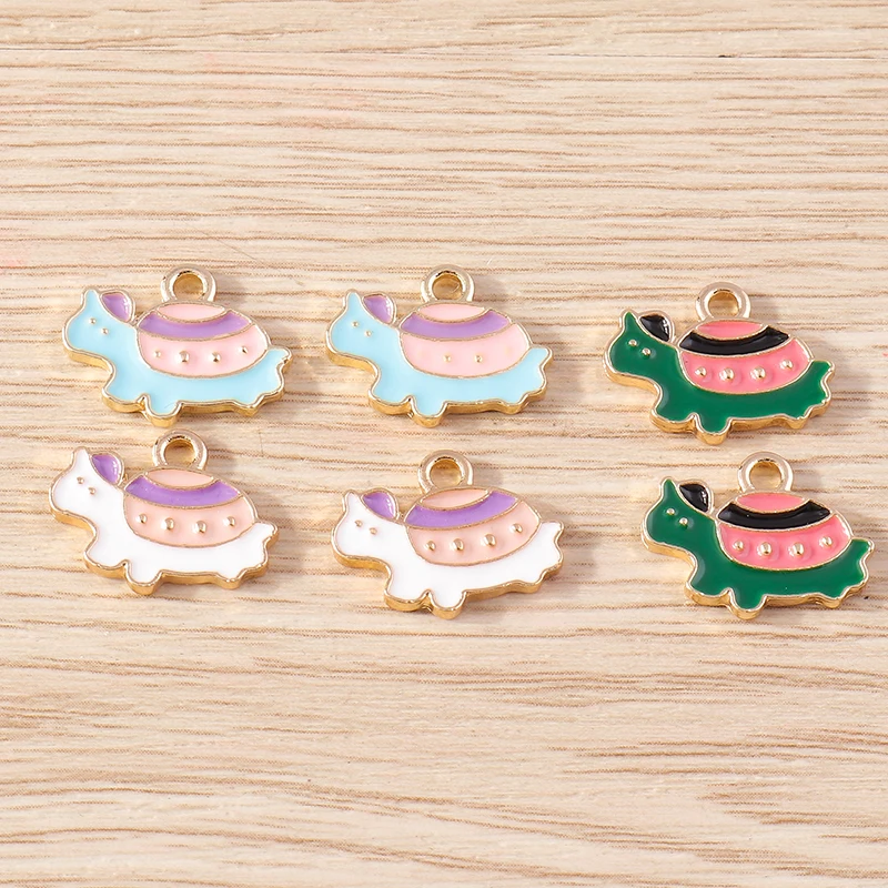 

10pcs 16x12mm Cartoon Enamel Animal Turtle Charms Pendants for Drop Earrings Necklace DIY Bracelets Jewelry Making Accessories