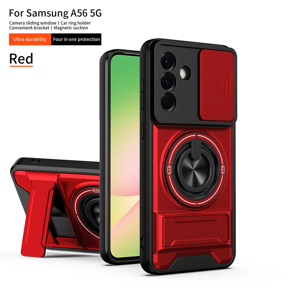 Magnetic Ring Holder Phone Case with Slide Camera Protection and 5G Compatibility