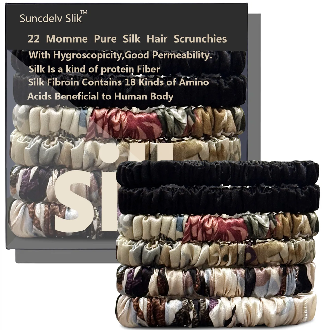 6-teiliges Set aus 100 % Seide, Haargummis, hochwertige Haargummis (22 Momme), Haarbänder für Damen und Mädchen, Haarschmuck – Detail 16