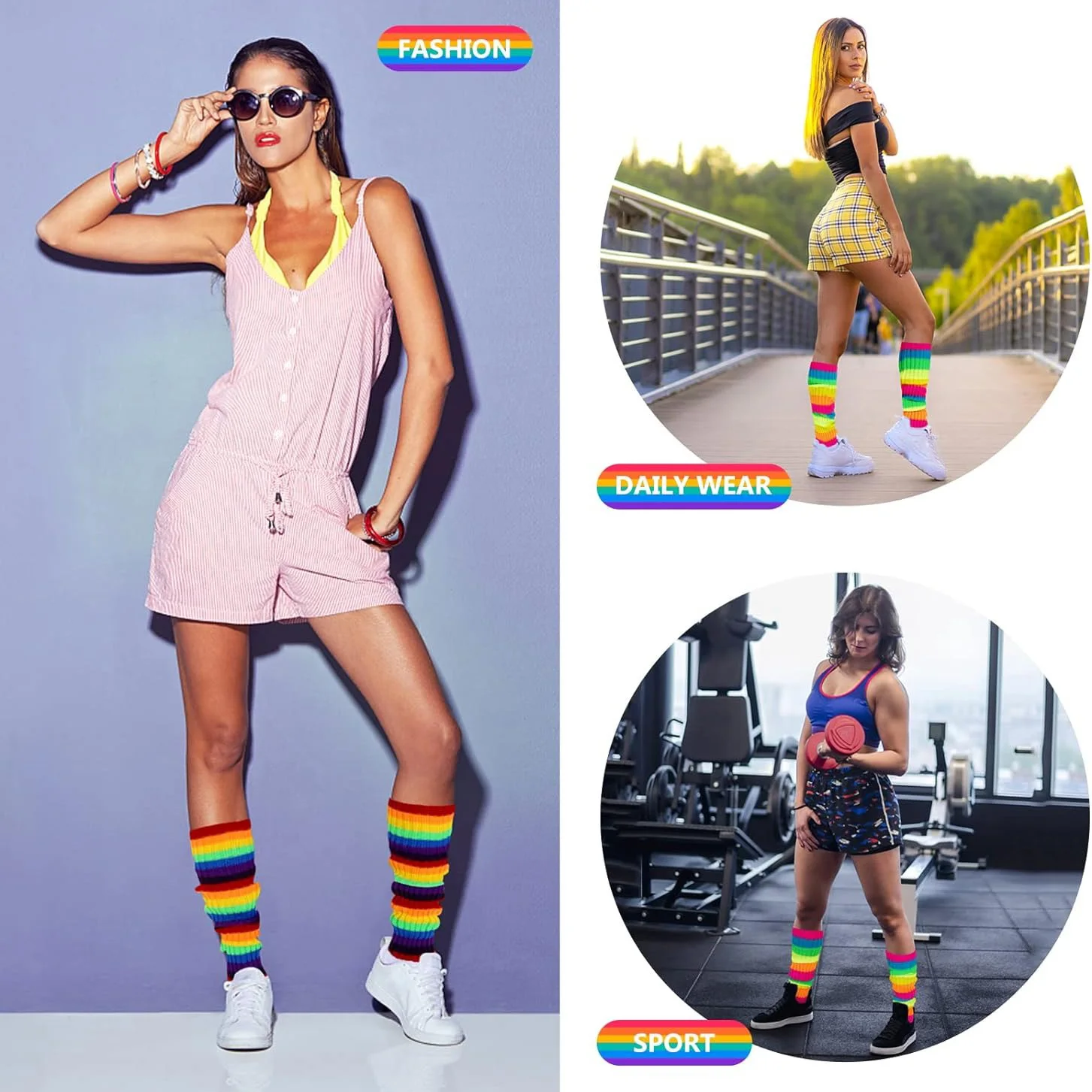 Description Picture 2 of itemWomen Knit Leg Warmers - Neon over the Knee Ribbed Knit Leg Warmer Socks, 80s Party Dance Sports Long Yoga Leg Warmers