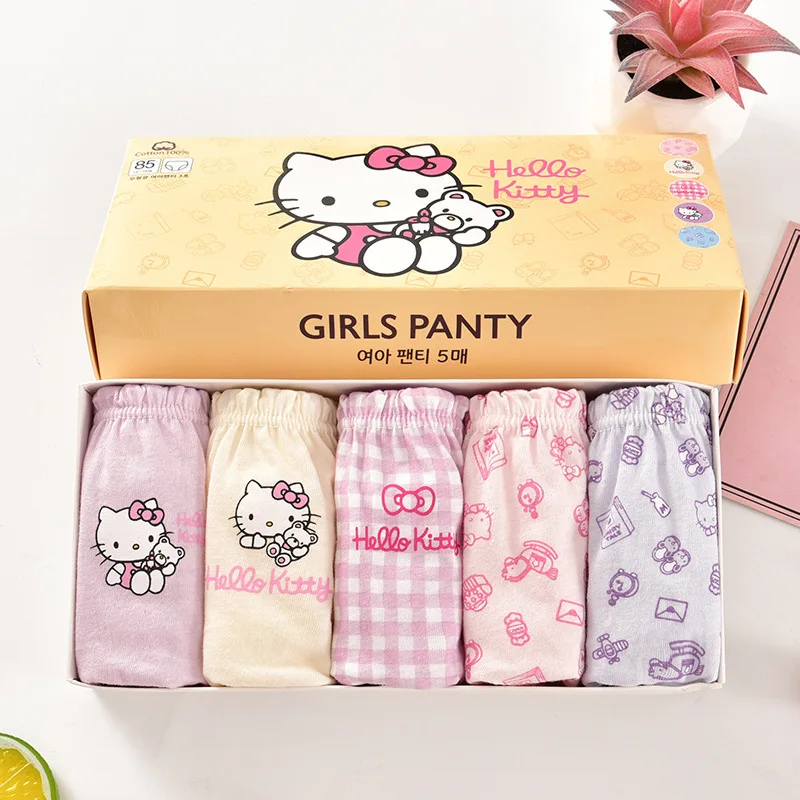 

5PCS Sanrio Kuromi Children Underwear Anime Cartoon Print Girls Cotton Briefs Kawaii Cute Baby Shorts Children Christmas Gift