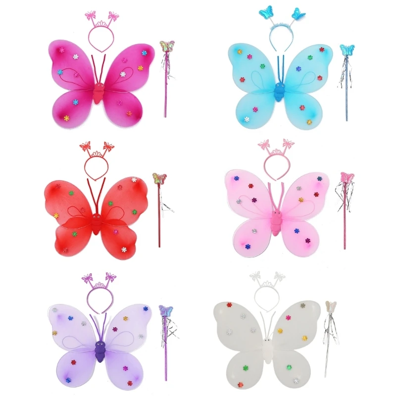 

Butterfly Wings with Wand Headband Fairy Angel Wings for Halloween Parties
