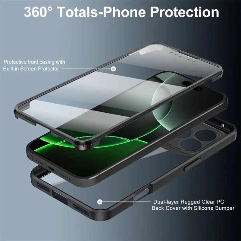 360 Double-Sided Full Protection Clear Phone Case with Screen Protector