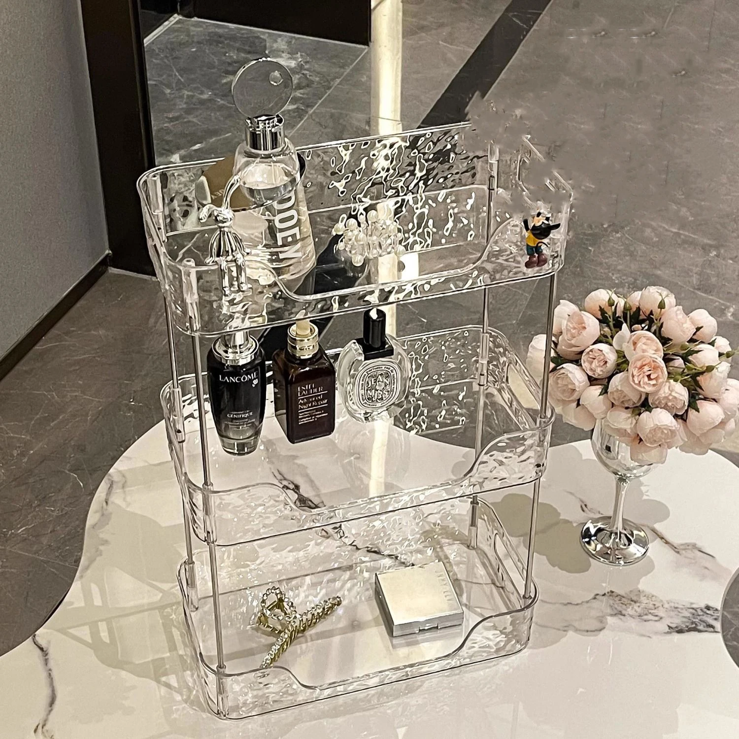 Acrylic Storage Organizer Shelf Of Bathroom Home Kitchen Makeup Skincare Shampoo Lipstick Tabletop Holder Cosmetic Desk Rack 3