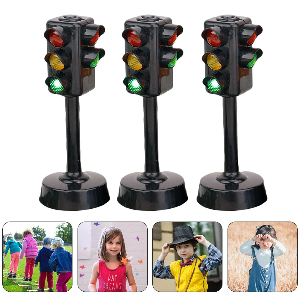 Stobok Traffic Lights 3Pcs 4.5X4.5X11Cm Traffic Signals Lamp Toy Diy Traffic Signs Model Toys Traffic Light Toy Party 3pcs traffic light toys traffic light model toys early education playset for kids toddlers parking