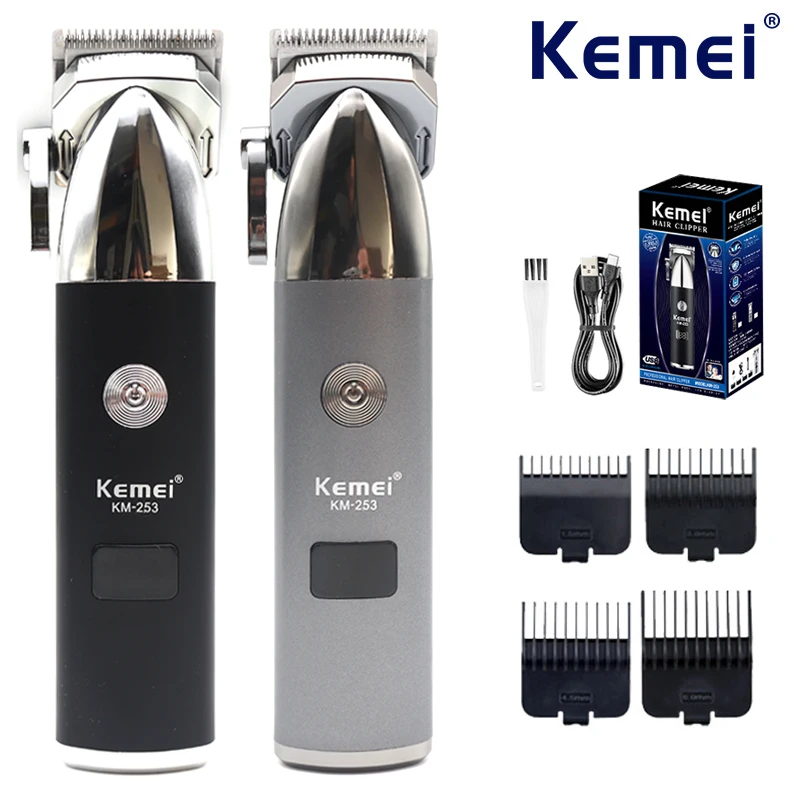 Kemei KM-253 Professional Hair Clipper USB Charging Hair Cutting Machine Cordless Hair Trimmer Machine Men's Haircut Machine