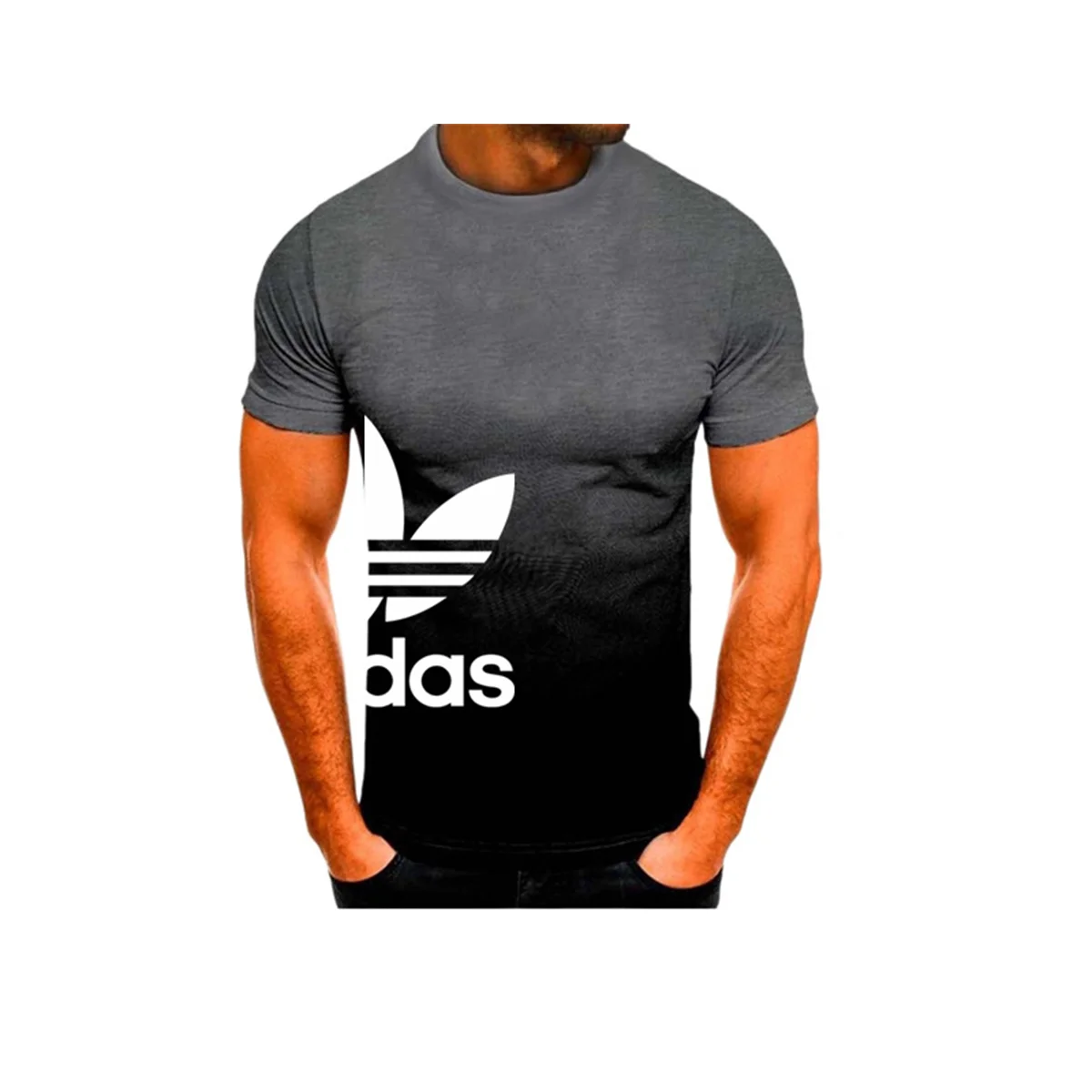 

2024 summer new style leaf print men's short-sleeved T-shirts casual and handsome men's tops fashionable men's T-shirts