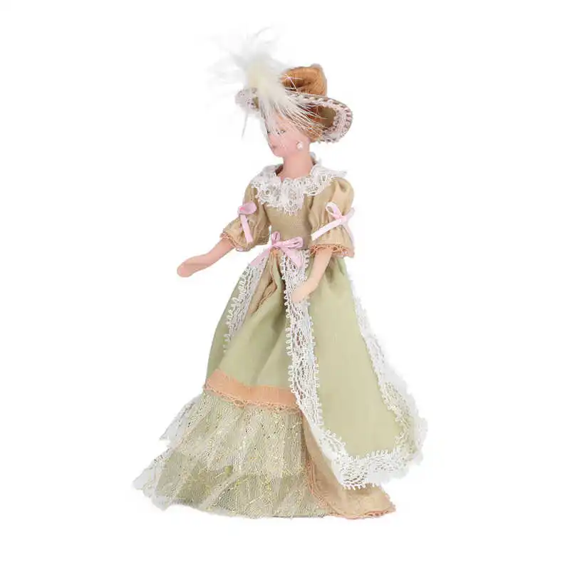 1:12 Dollhouse Character Model Rotatable Limbs Good Stability Mini Ceramic People with Stand