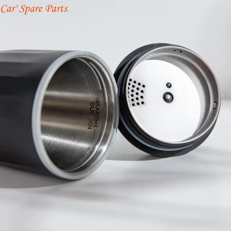 Y4UA 스테인레스 자동차 온수 온수기 병 500ml 용량 12V/24V 차량 커피 컵 디지털 디스플레이 및 안전 컷오프