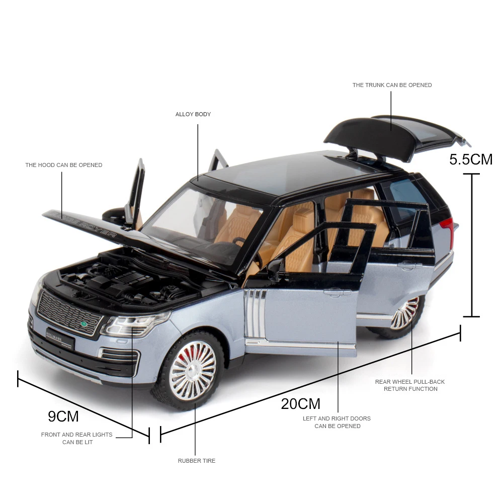 1:24 Land Rover Range Rover SV2022 Alloy Diecast Off Road Model Car Sound & Light Gift For Boyfriend Present For Children Kid