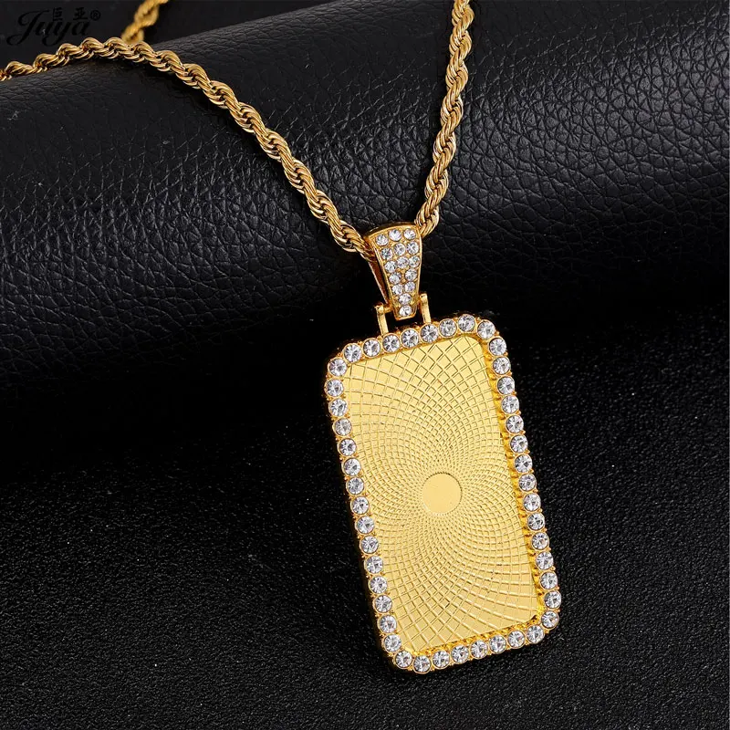 10PCS 60cm Stainless Steel Chain With Blank Alloy Pendant Base Tray For DIY Making Photo Necklaces Jewelry Accessories