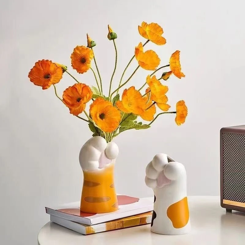 Creative Vase Cat Claw Ornaments Cute Desktop Living Room Home Porch TV Cabinet Office Flower Arrangement Decorations