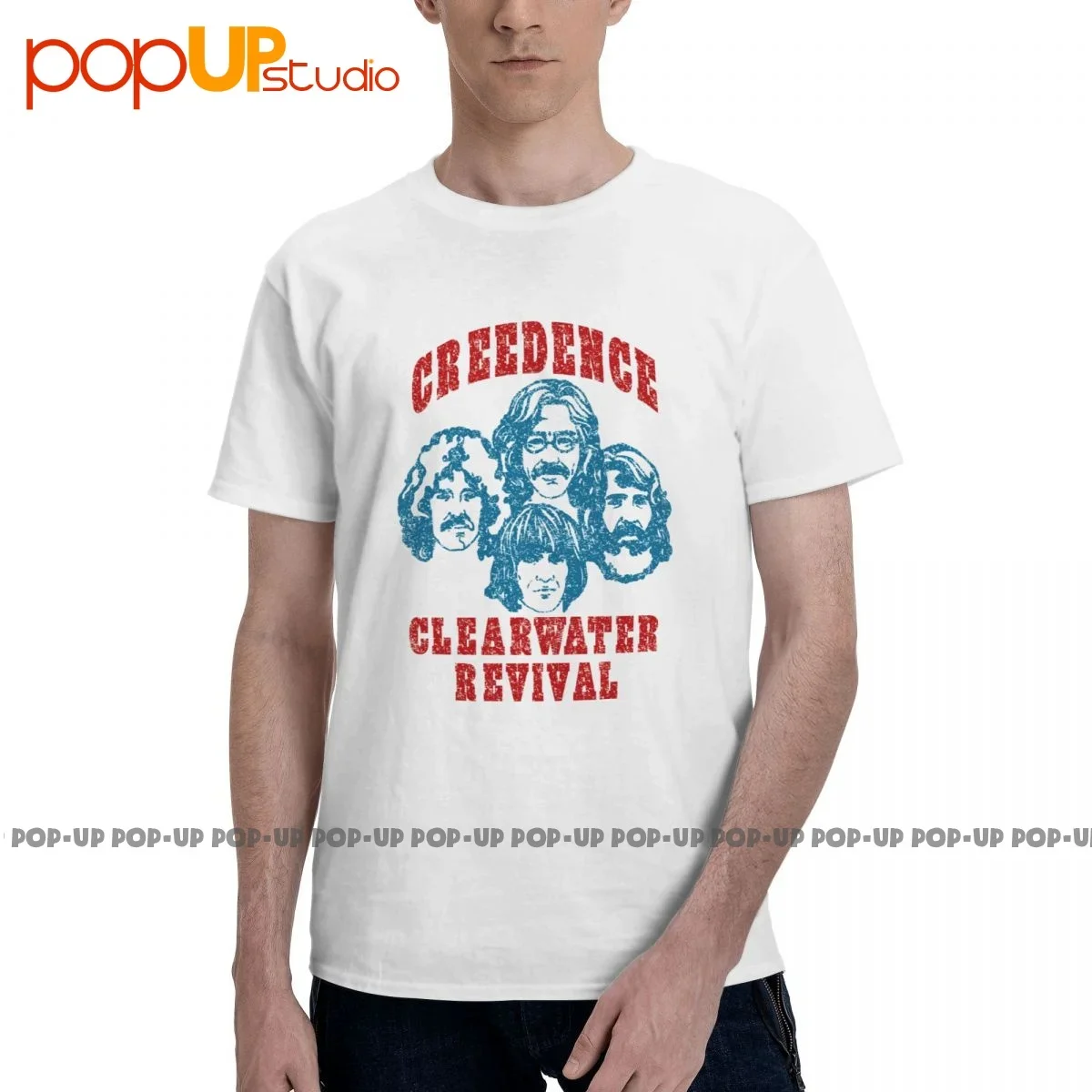 Top Creedence 596 Revival Band Cartoon Rock Band Music Concert T-Shirt Tee Camicia Classica Best Seller