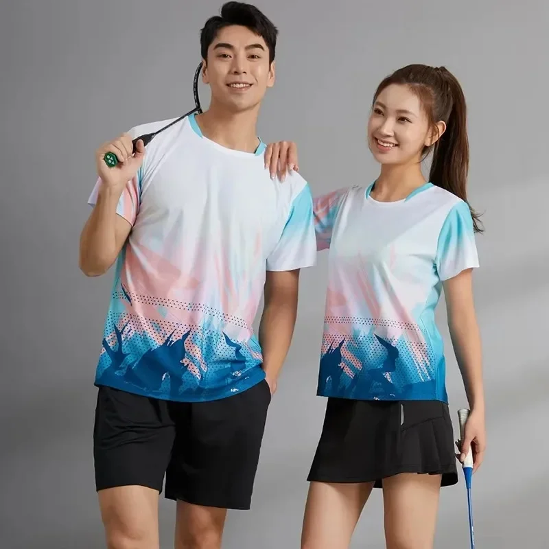 New Polyester Badminton t shirt Men/Women's ,Sports badminton clothes ,Table Tennis t shirt Qucik dry Exercise Polo Shirs