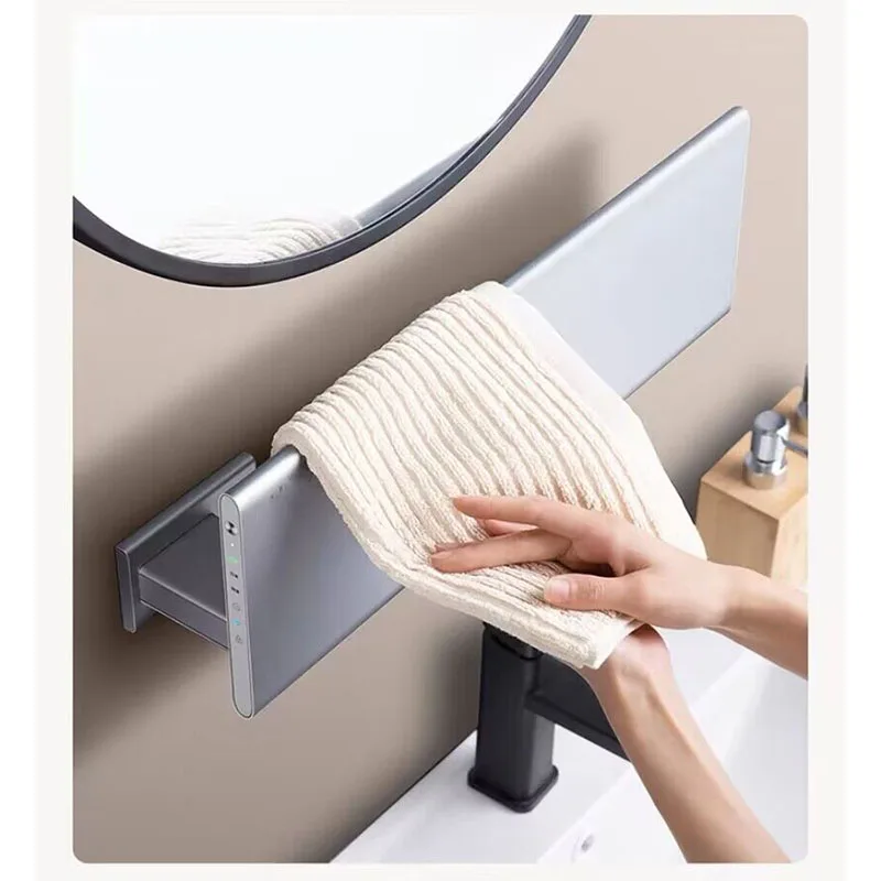 60W ไฟฟ้าเครื่องทําความร้อนผ้าเช็ดตัว 220V Punch-ฟรีสมาร์ทห้องน้ําแห้งห้องน้ํา Rack ในครัวเรือนโมเดิร์น Anti-oxidation สีขาว 1