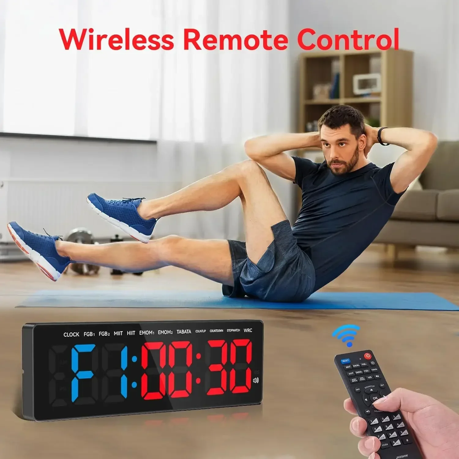 Description Picture 4 of itemGym Timer 3.5" Large LED Display Wall Clock Gym Interval Workout  Count Down & Up Stopwatch Digital Time Timers for Fitness Home